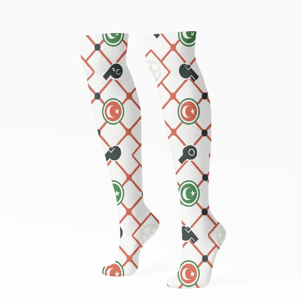 Goal Net Lattice In Fifa Algeria Colors personalized knee-high socks