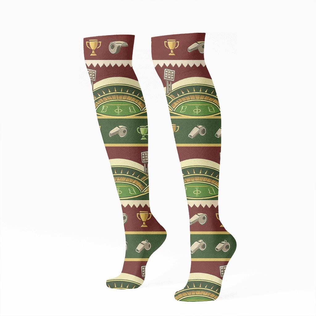 Stadium Panorama Wrap With Fifa Qatar Rhythm stylish athletic knee-high socks