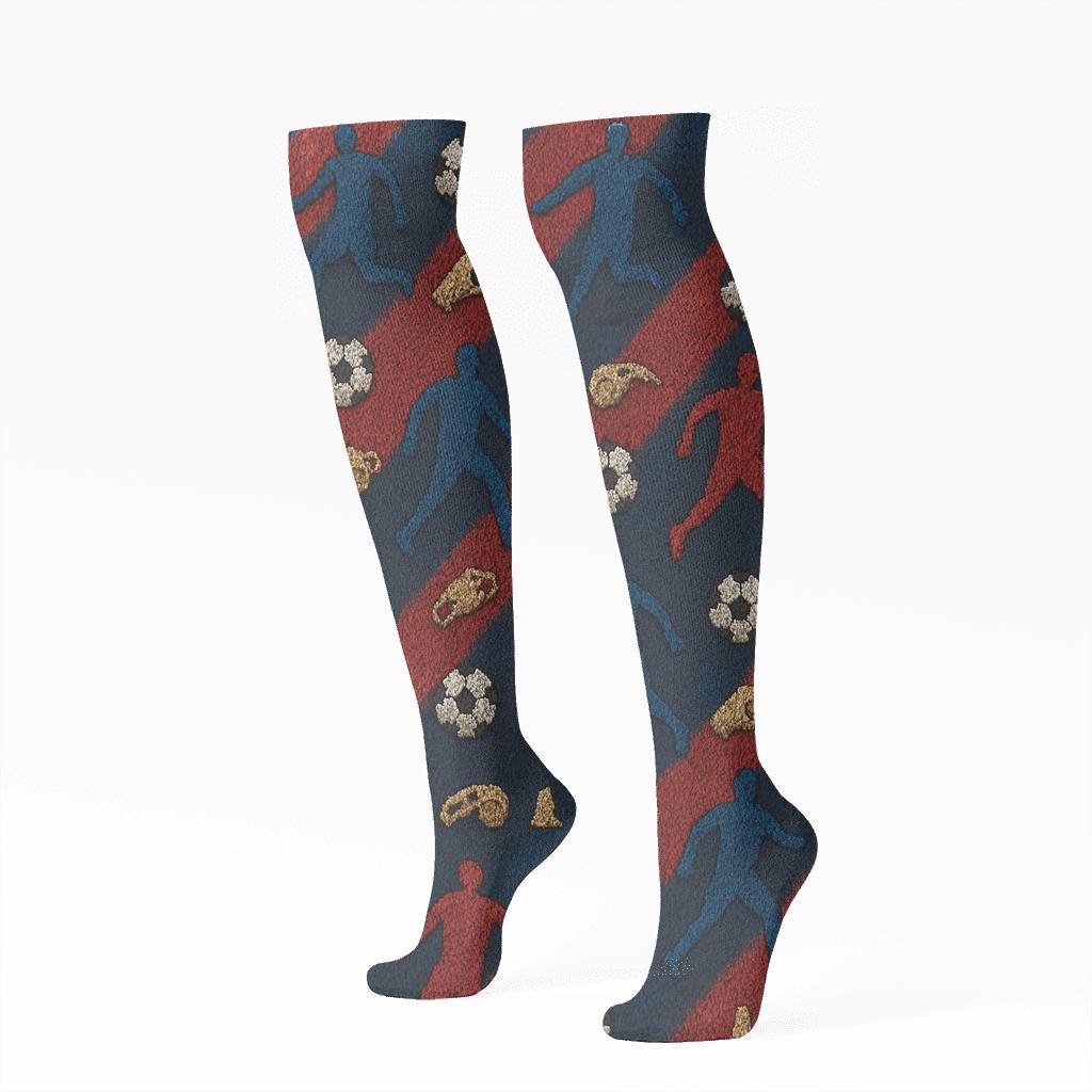 Knitted Formation Grid Fifa South Korea stylish athletic knee-high socks
