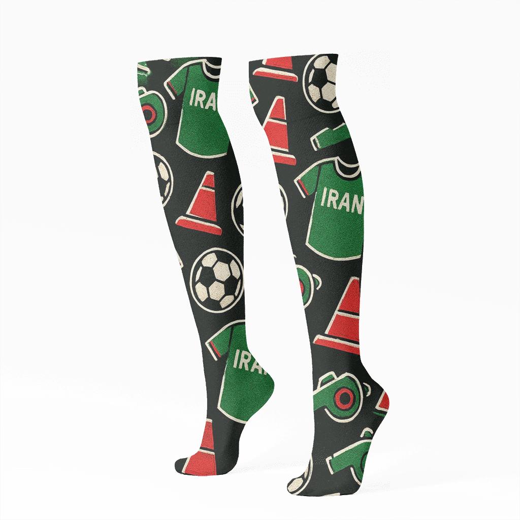 Chevron Drill Pattern With Fifa Iran Energy trendy patterned knee-high socks