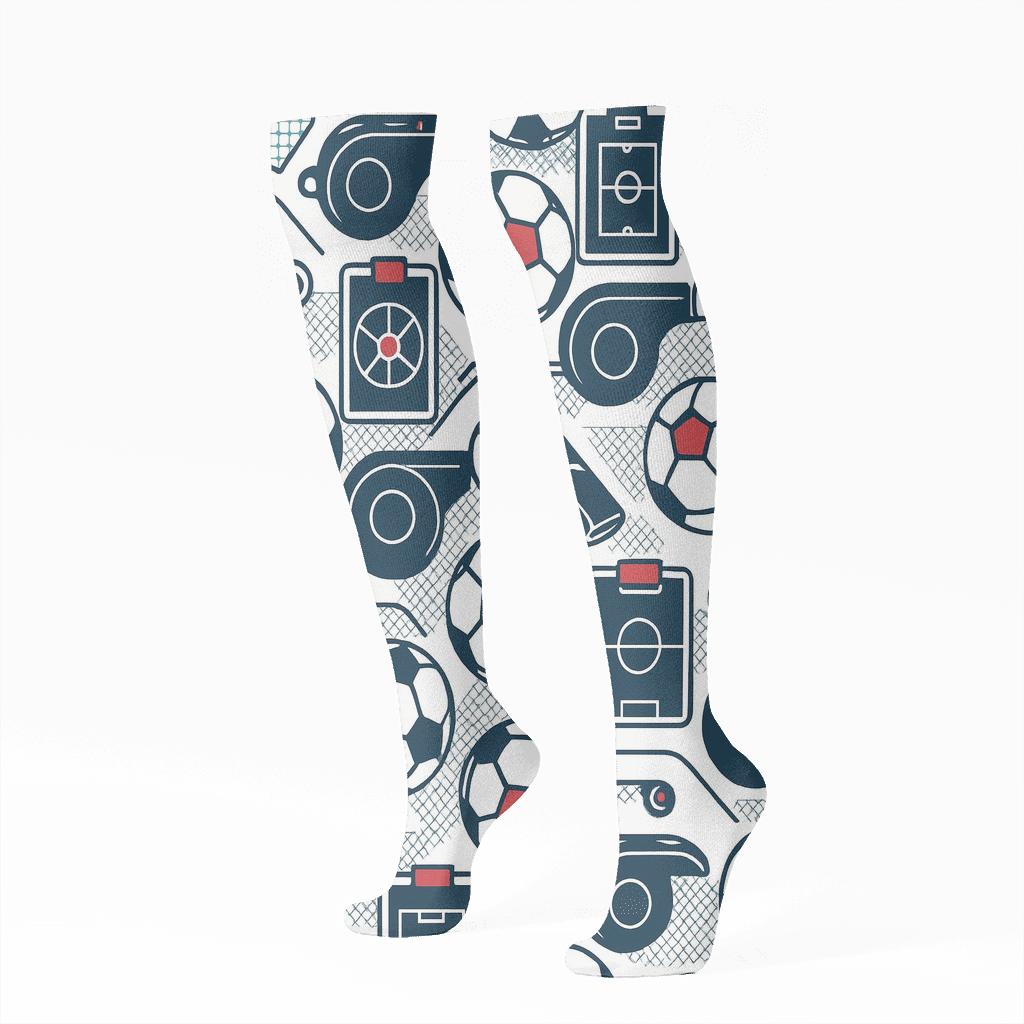Fifa United States Referee Whistle Tessellation Grid unique graphic knee-high socks