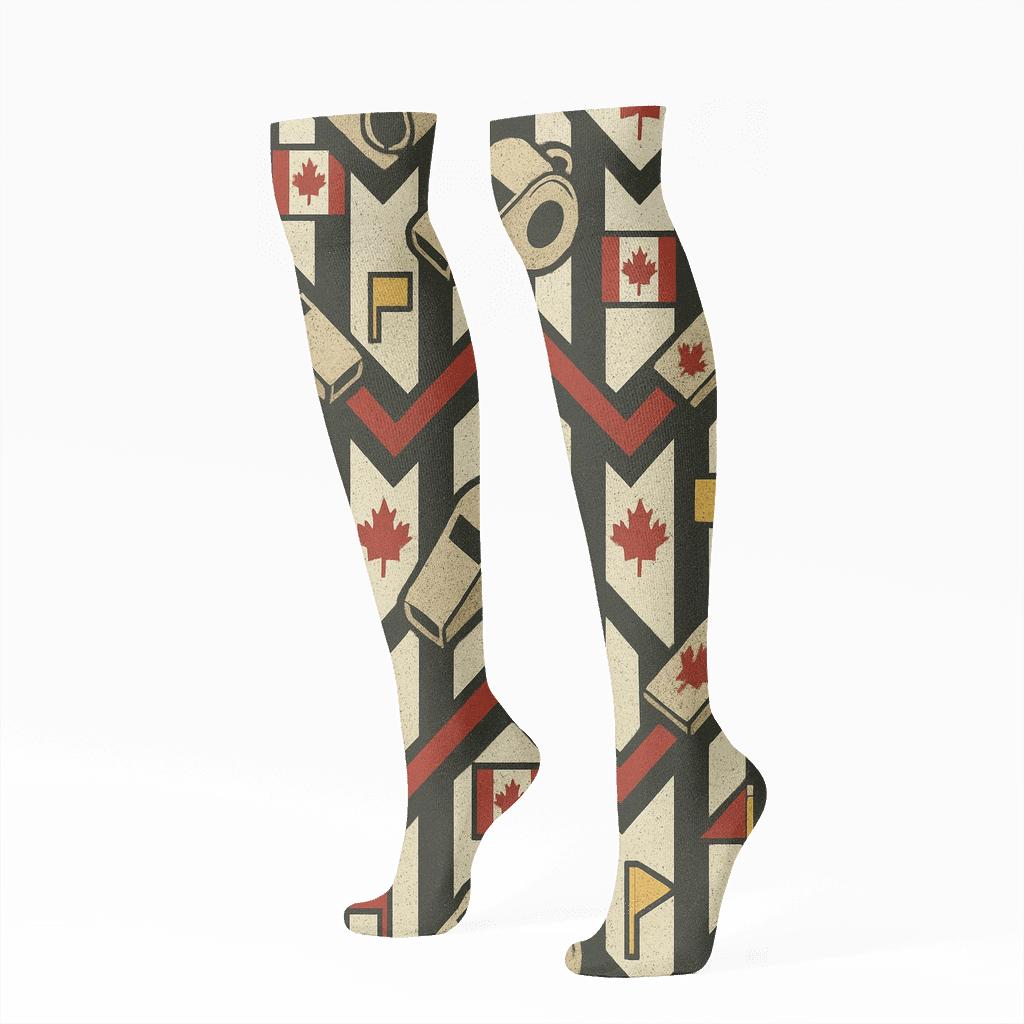 Vintage Poster Fifa Canada Whistle Chevron Parade comfortable cotton knee-high socks