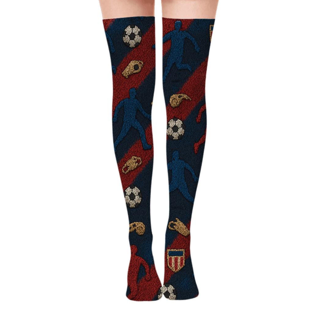 Knitted Formation Grid Fifa South Korea soft everyday over-the-knee socks