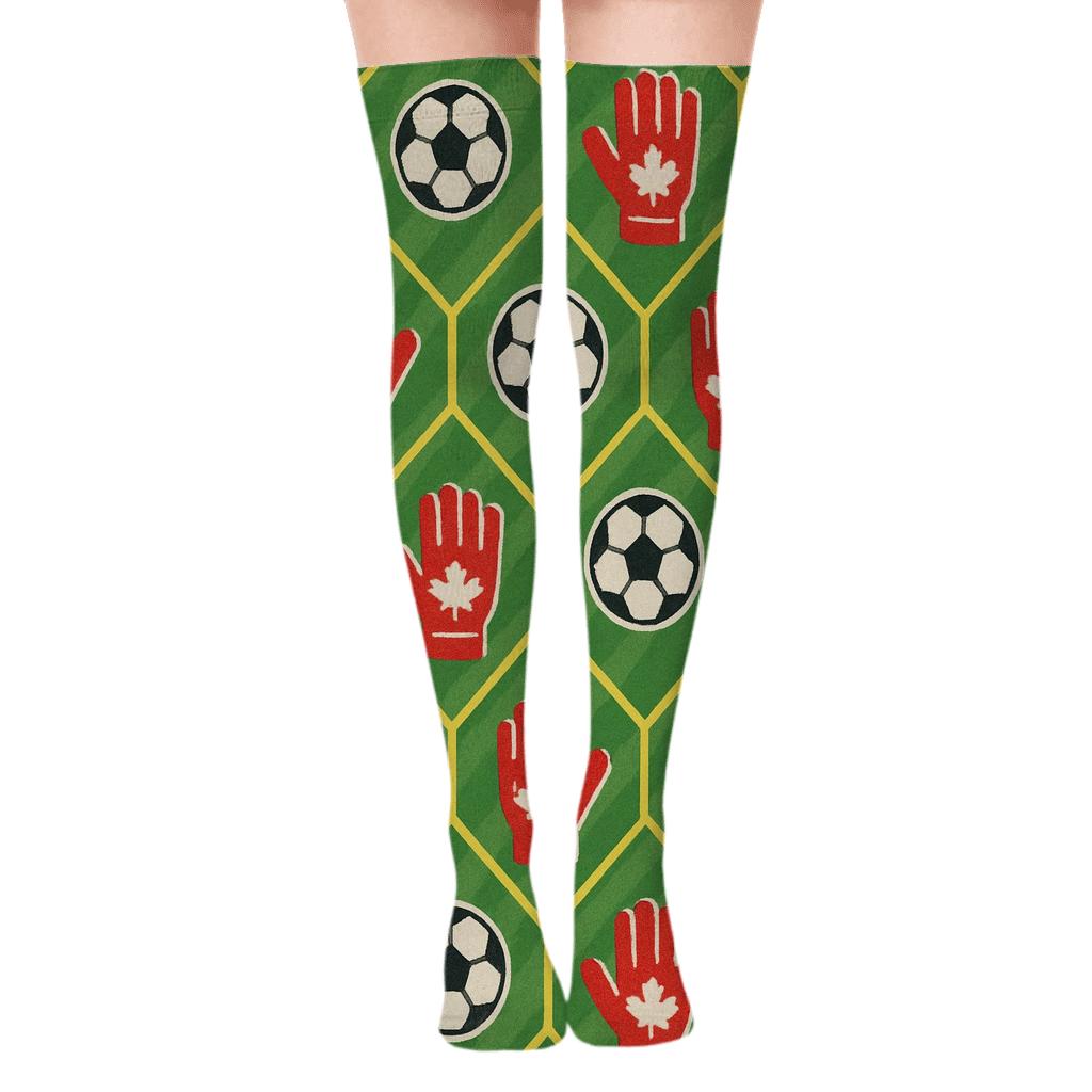 Goal Net Lattice In Fifa Canada Match Colors soft everyday over-the-knee socks
