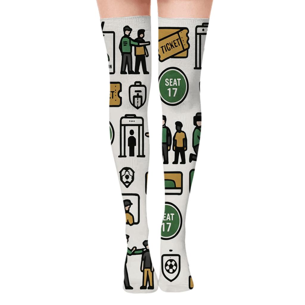 Badge Grid Parade Pattern, Fifa Saudi Arabia Edition stylish fashion over-the-knee socks