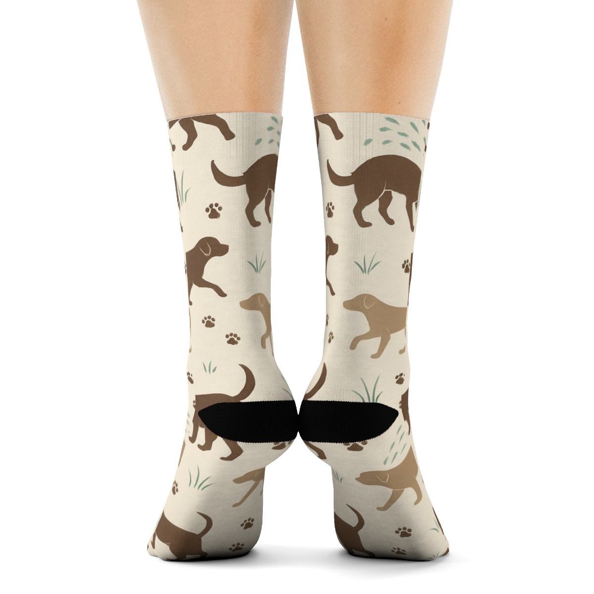 Puddle Splash Pattern With Labrador Retriever Silhouettes comfortable cotton crew socks