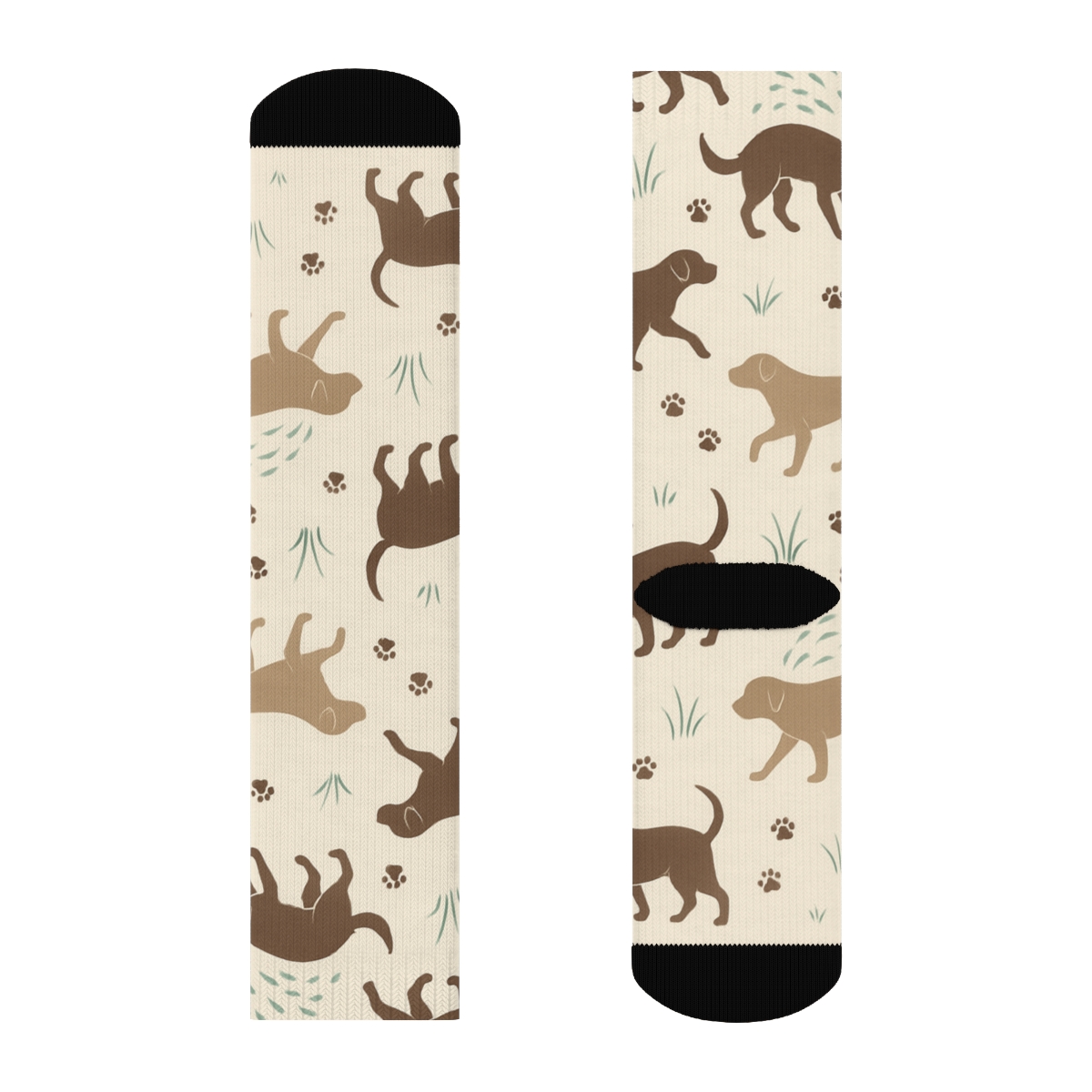 Puddle Splash Pattern With Labrador Retriever Silhouettes comfortable cotton crew socks