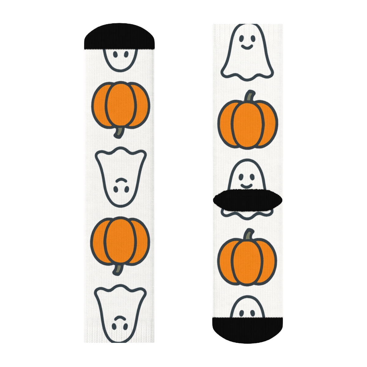 Pumpkin And Ghost Alternating Grid On White Background soft everyday crew socks
