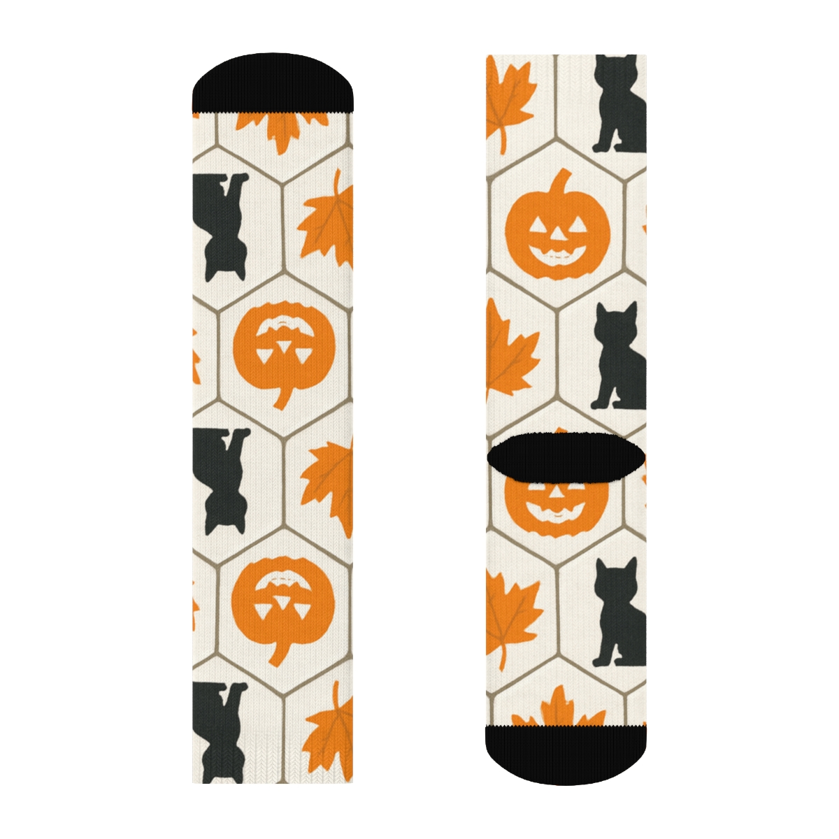Pumpkin Hex Tile Mosaic On White Background trendy patterned crew socks