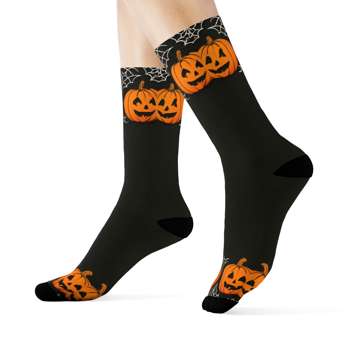 Pumpkin Hexagonal Tile Border On Black Background premium sports crew socks