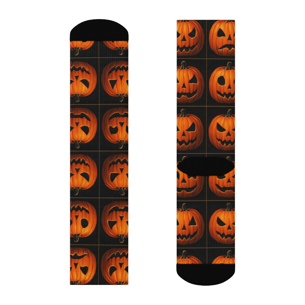 Pumpkin Mosaic Grid On Black Background unique graphic crew socks