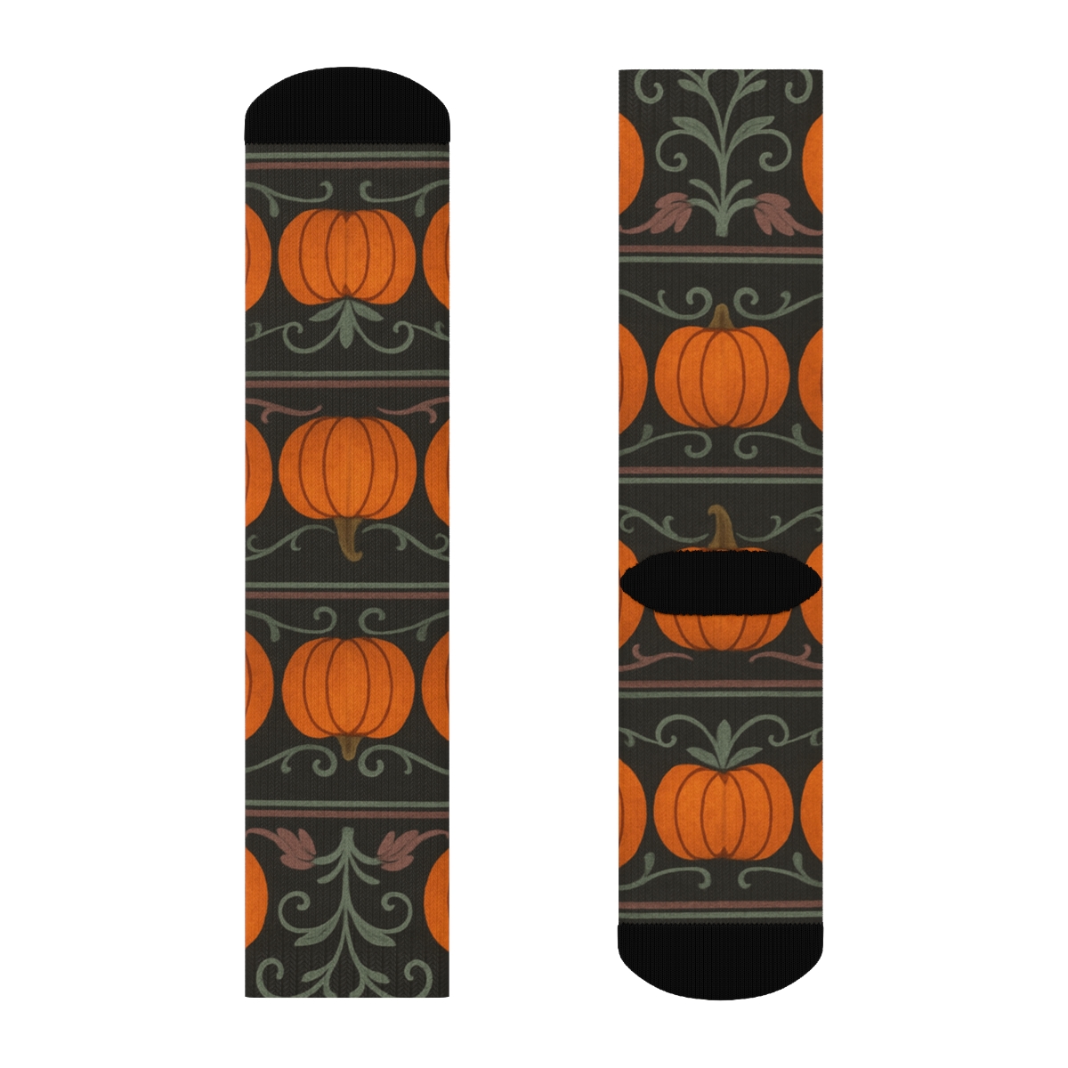 Pumpkin Patch Mirror Band On Dark Field stylish athletic crew socks