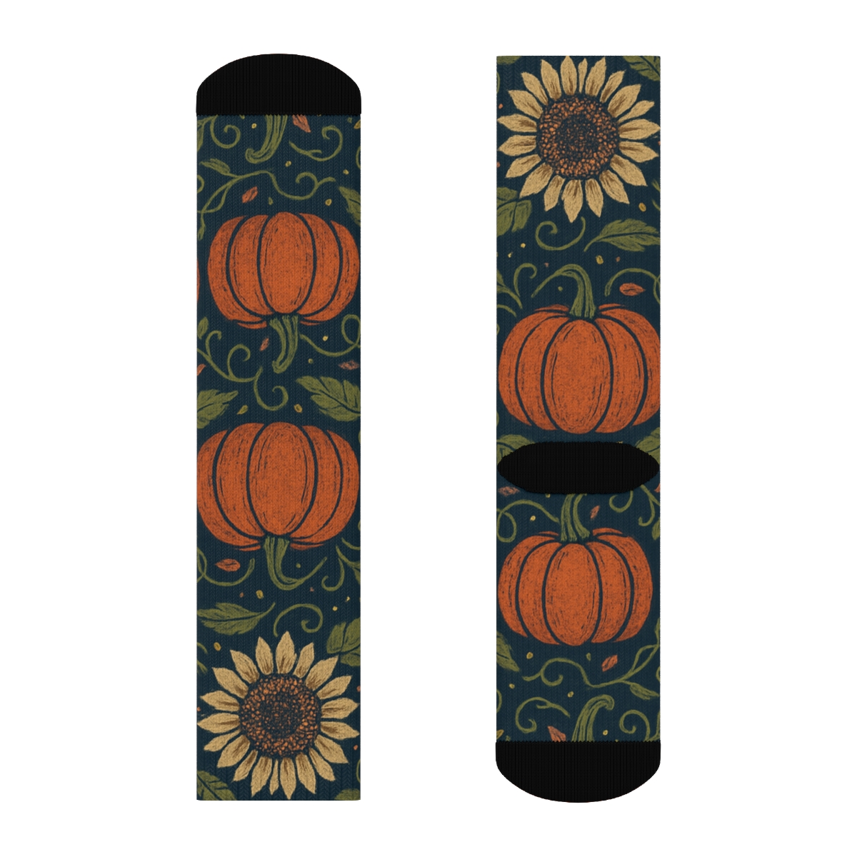Pumpkin Patch Mirror Band On Navy premium sports crew socks