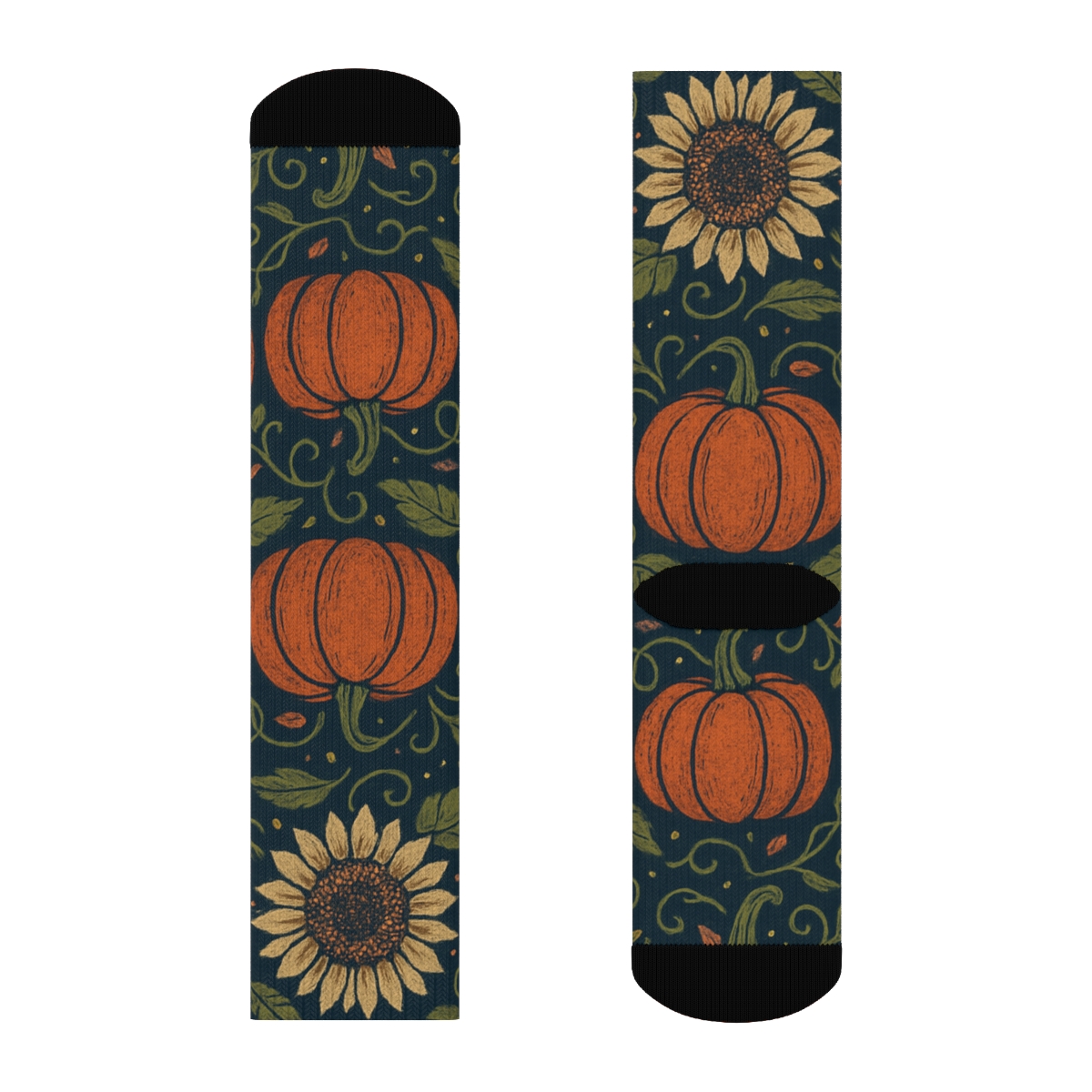 Pumpkin Patch Mirror Band On Navy premium sports crew socks