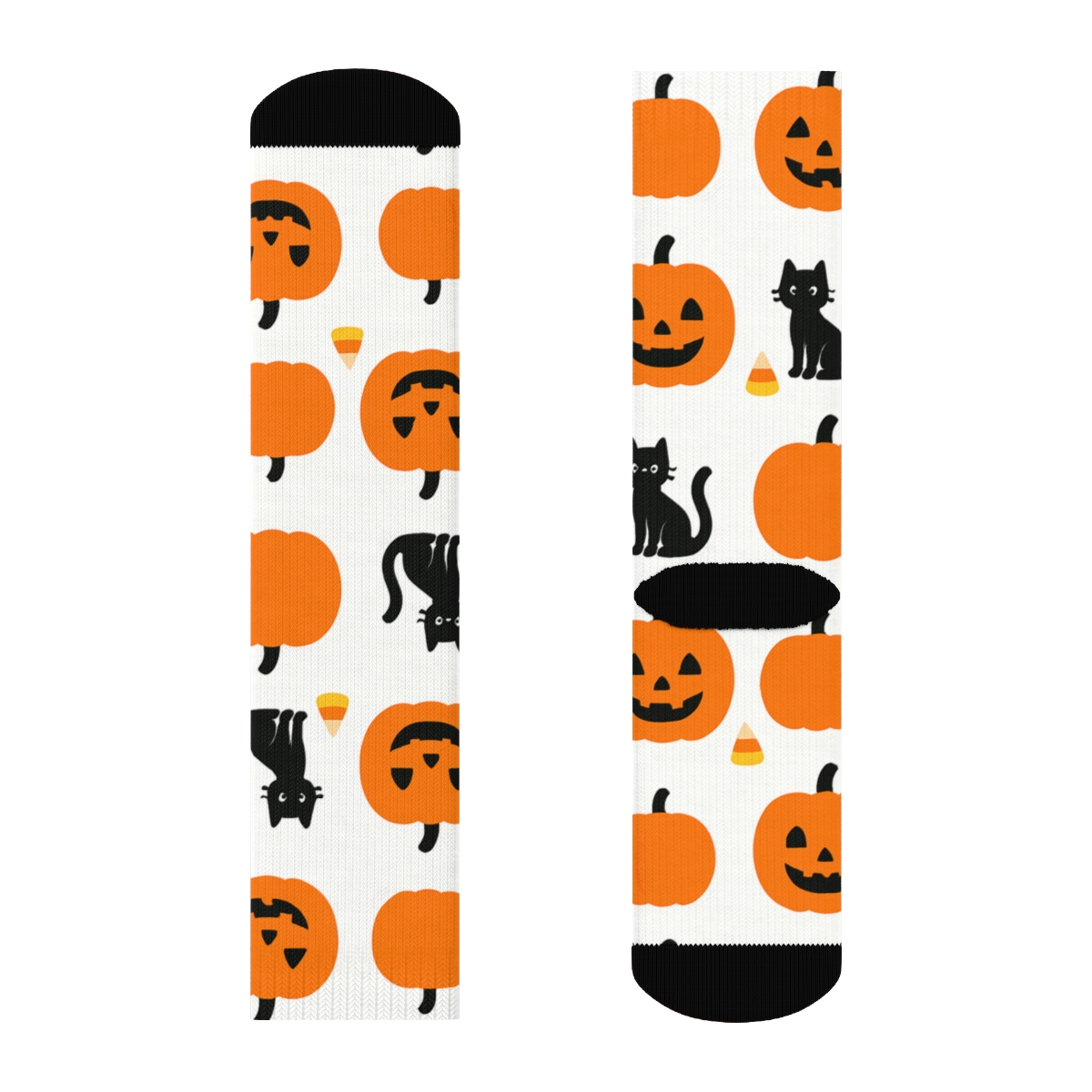 Pumpkin Patch Repeating Grid On White Background comfortable cotton crew socks
