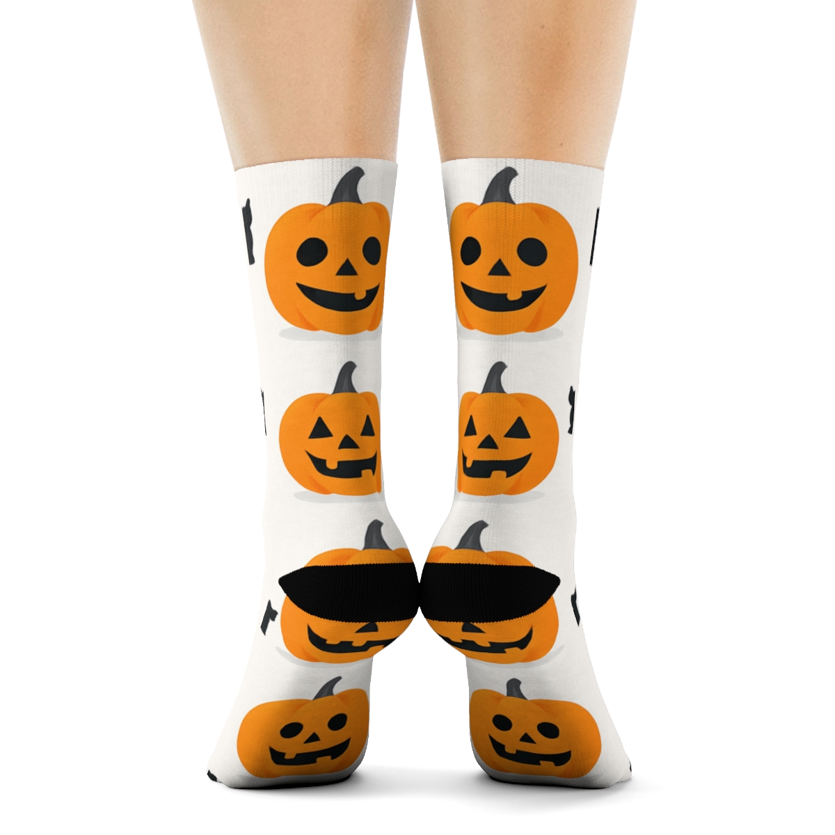 Pumpkin Patch Repeating Grid On White Background stylish athletic crew socks