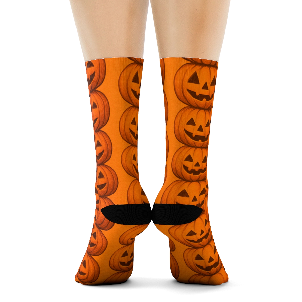 Pumpkin Stack Column Repeat On Orange Background personalized crew socks