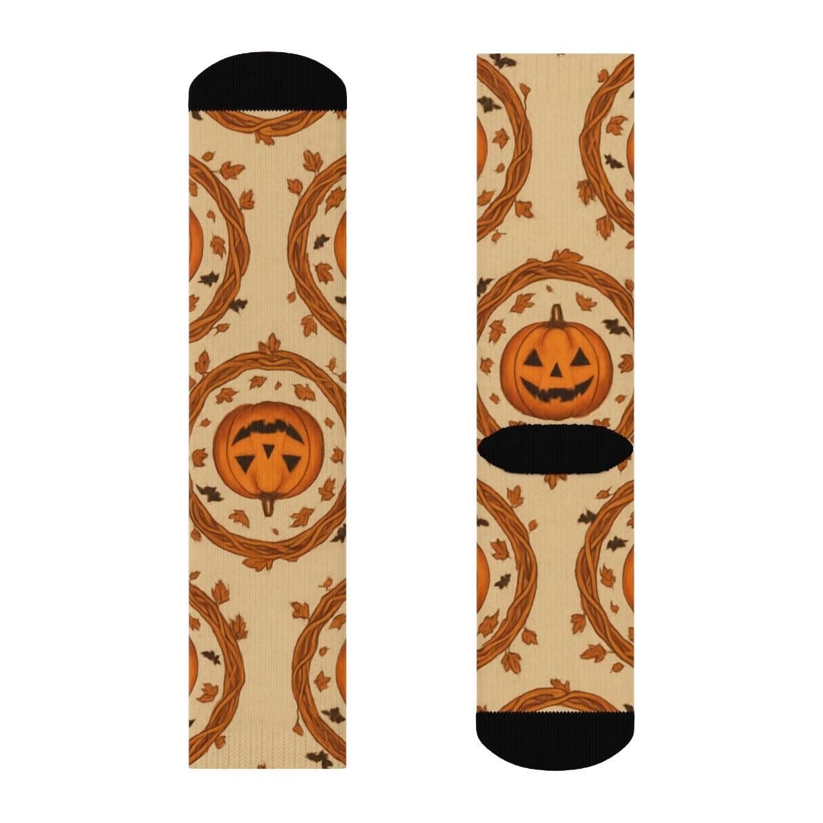 Pumpkin Vine Medallion Rings On Proper Neutral Background personalized crew socks