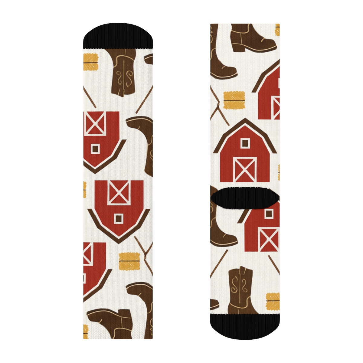 Quilted Rancher Barn And Boot Lattice comfortable cotton crew socks