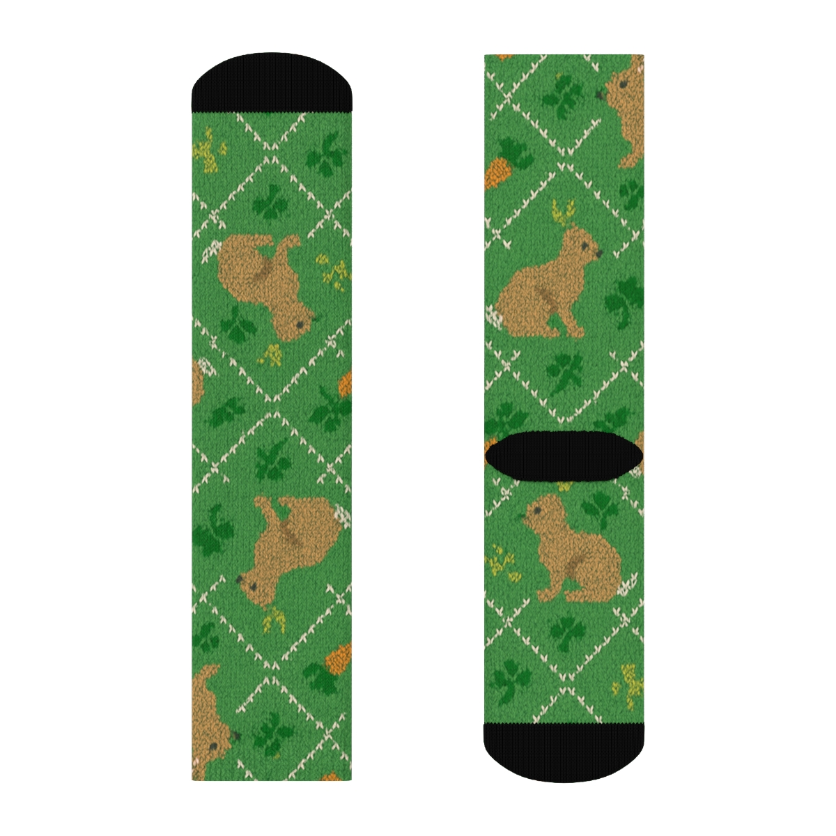 Rabbit Meadow Knit Illusion Tessellation designer printed crew socks