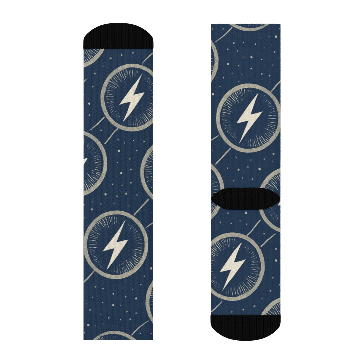 Radial Arc Poster Tessellation In Indigo Silver trendy patterned crew socks