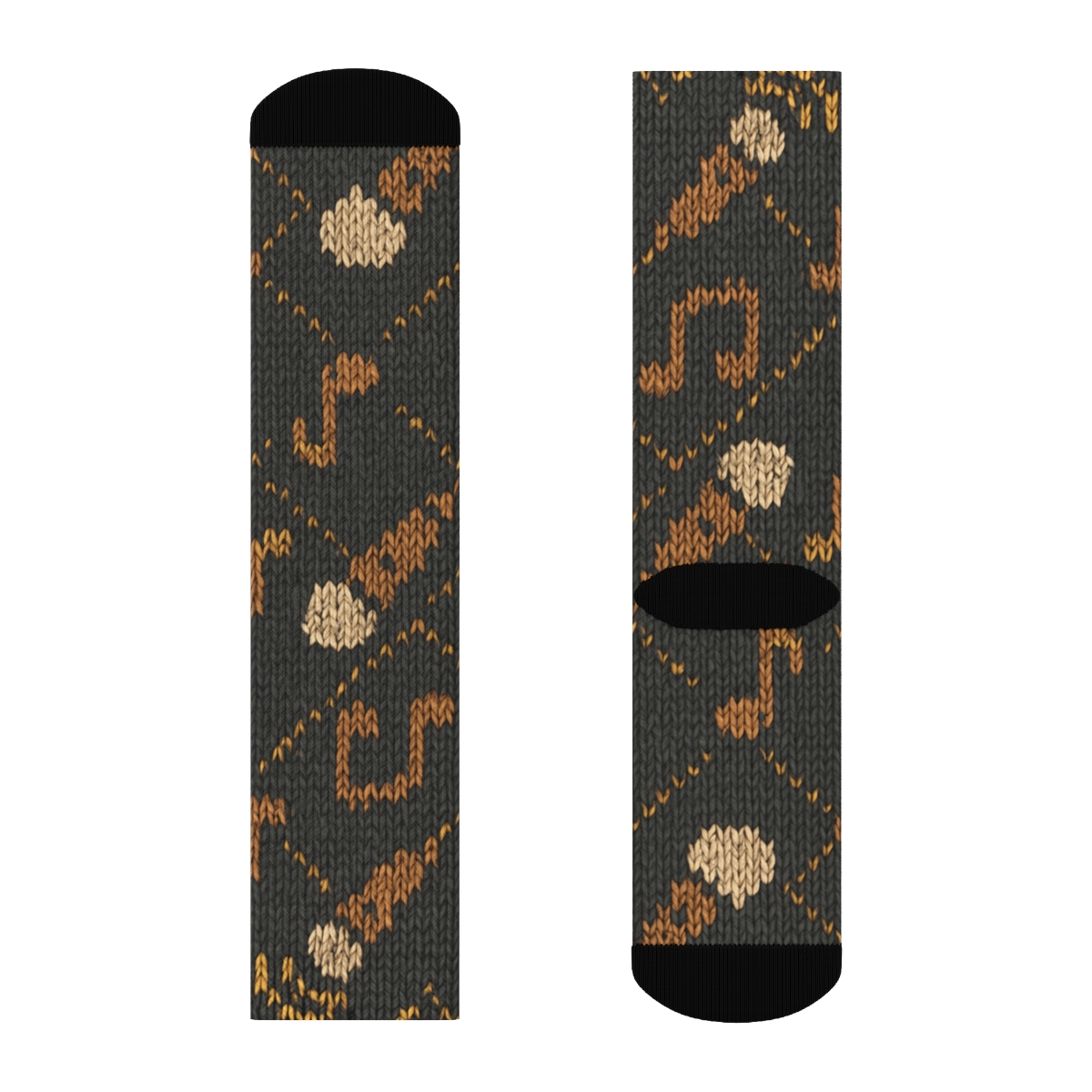 Radio Host Knit Illusion Mic And Headphone Tiling designer printed crew socks