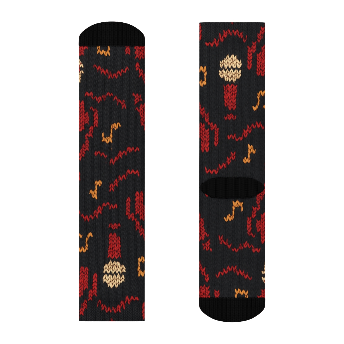 Radio Host Mic And Wave Knit Tapestry stylish athletic crew socks
