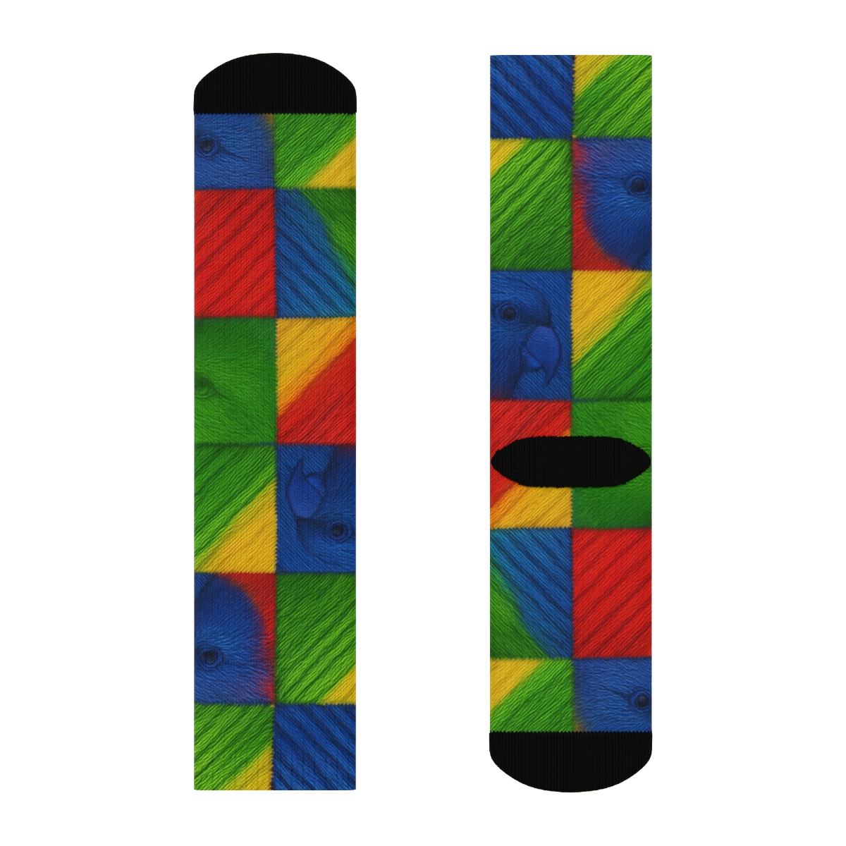 Rainbow Lorikeet Checkered Plumage On White personalized crew socks