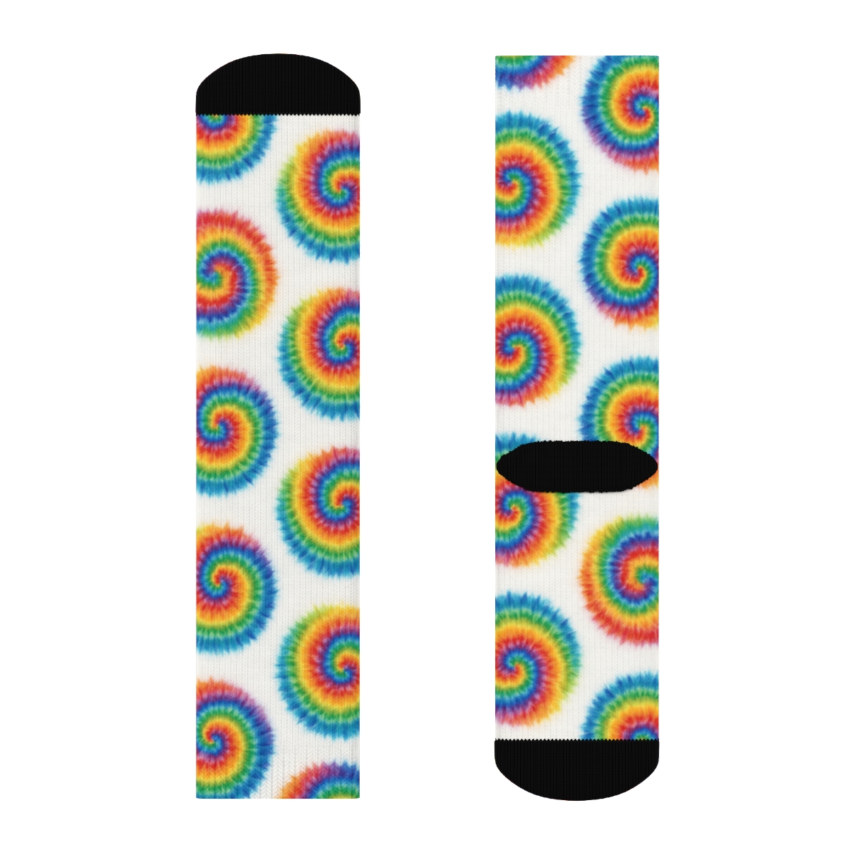 Rainbow Spiral Whorl Grid comfortable cotton crew socks