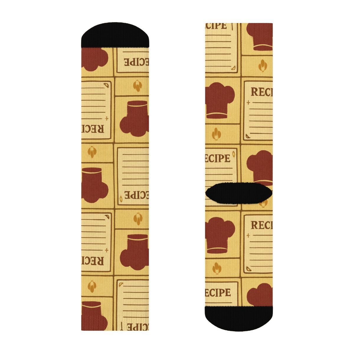 Recipe Card Rhythm With Chef Motifs trendy patterned crew socks