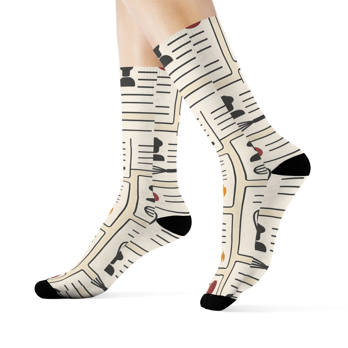 Recipe Cards With Chef Silhouette Tiles stylish athletic crew socks