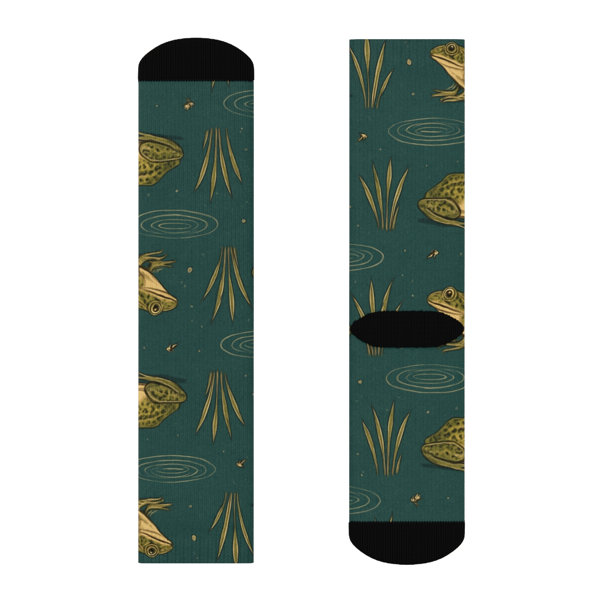 Reed Band Frog Rhythm On Deep Teal comfortable cotton crew socks