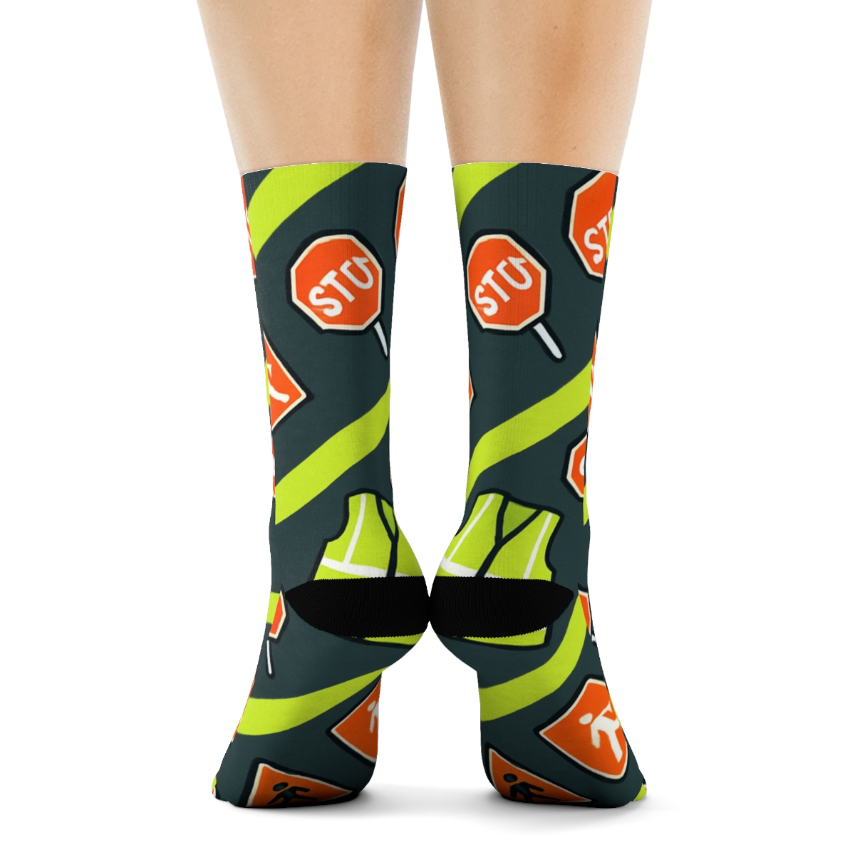 Reflective Stripe Parade For Crossing Guard Prints stylish athletic crew socks