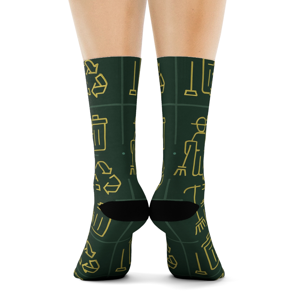 Refuse Green Street Grid With Sanitation Worker Icons comfortable cotton crew socks