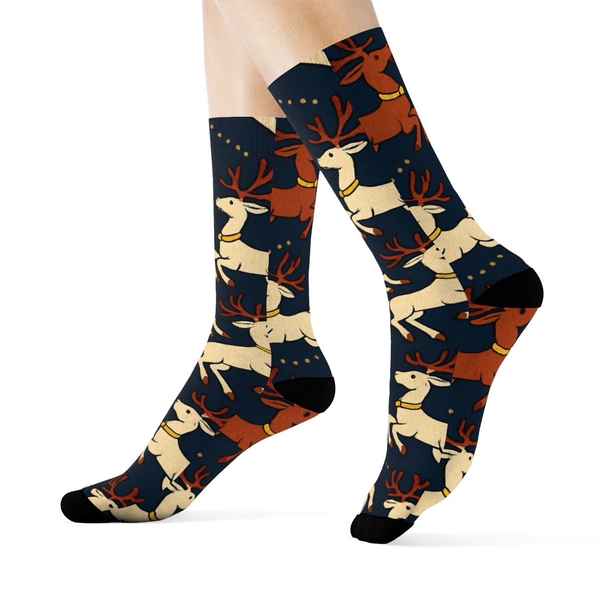 Reindeer Chevron Holiday personalized crew socks