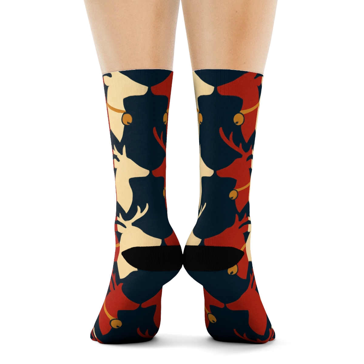 Reindeer Chevron March designer printed crew socks