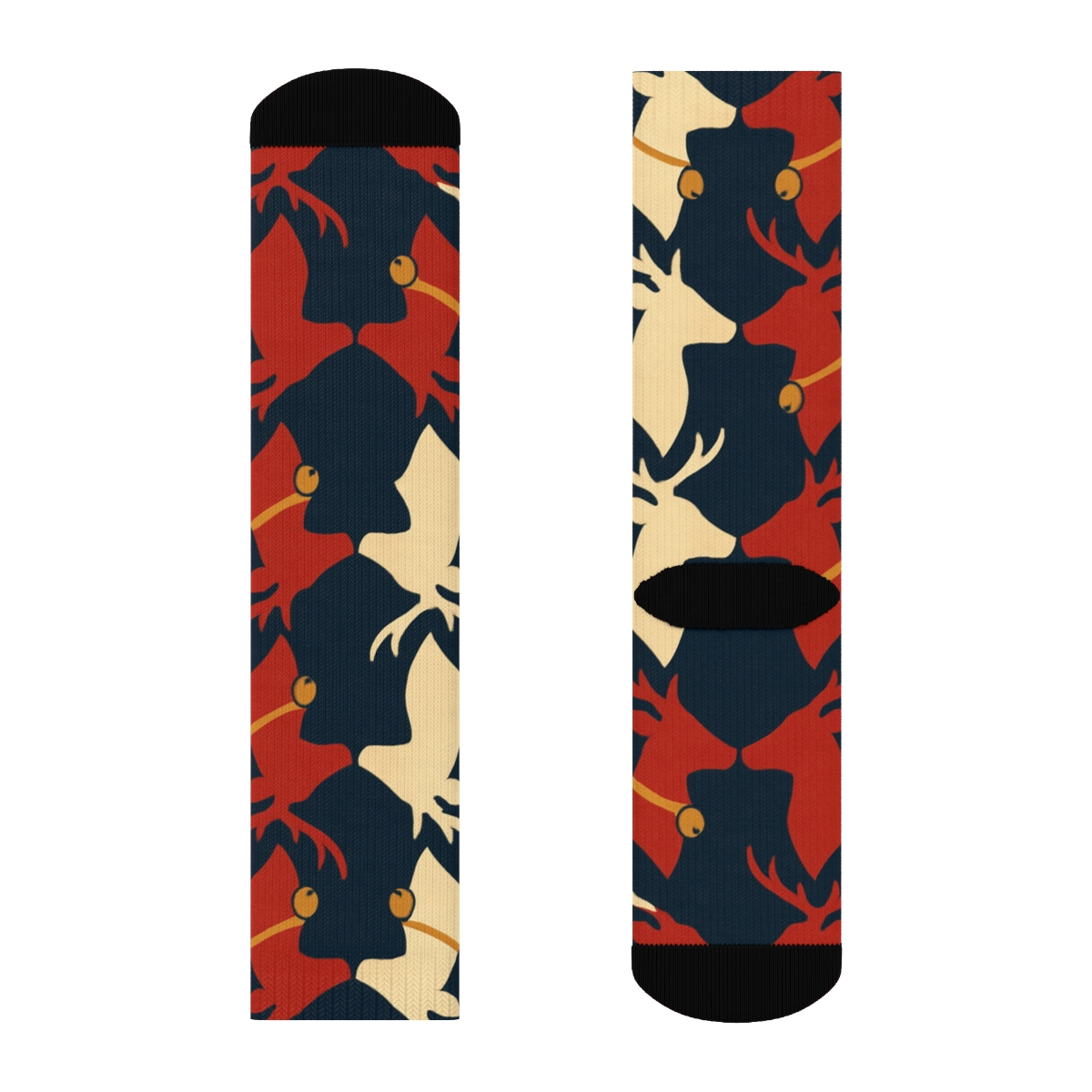 Reindeer Chevron March designer printed crew socks