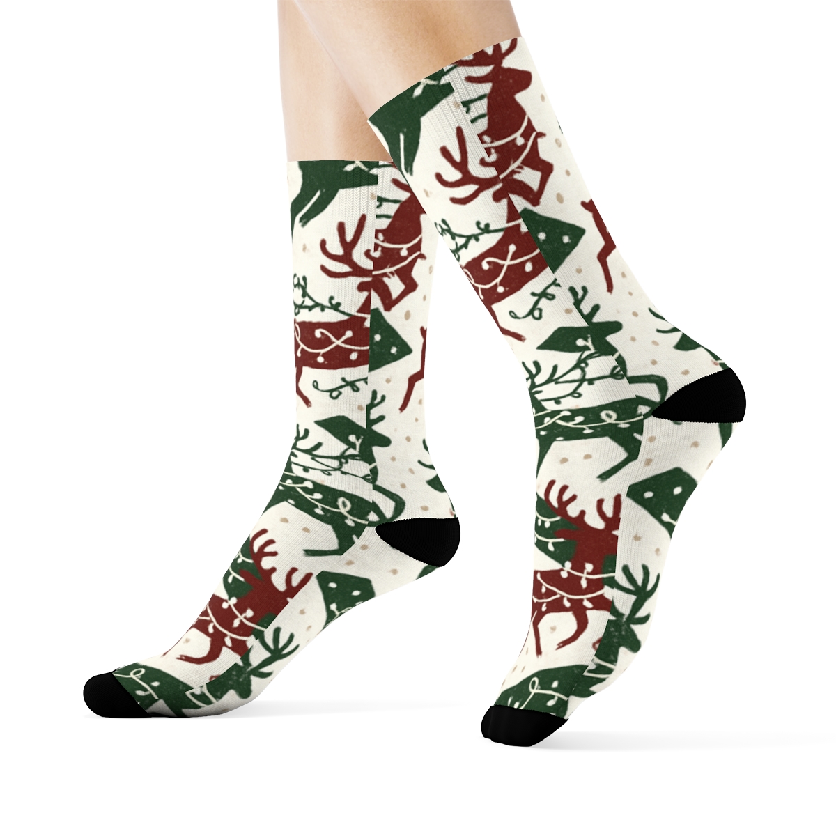 Reindeer Chevron Xmas Pattern stylish athletic crew socks