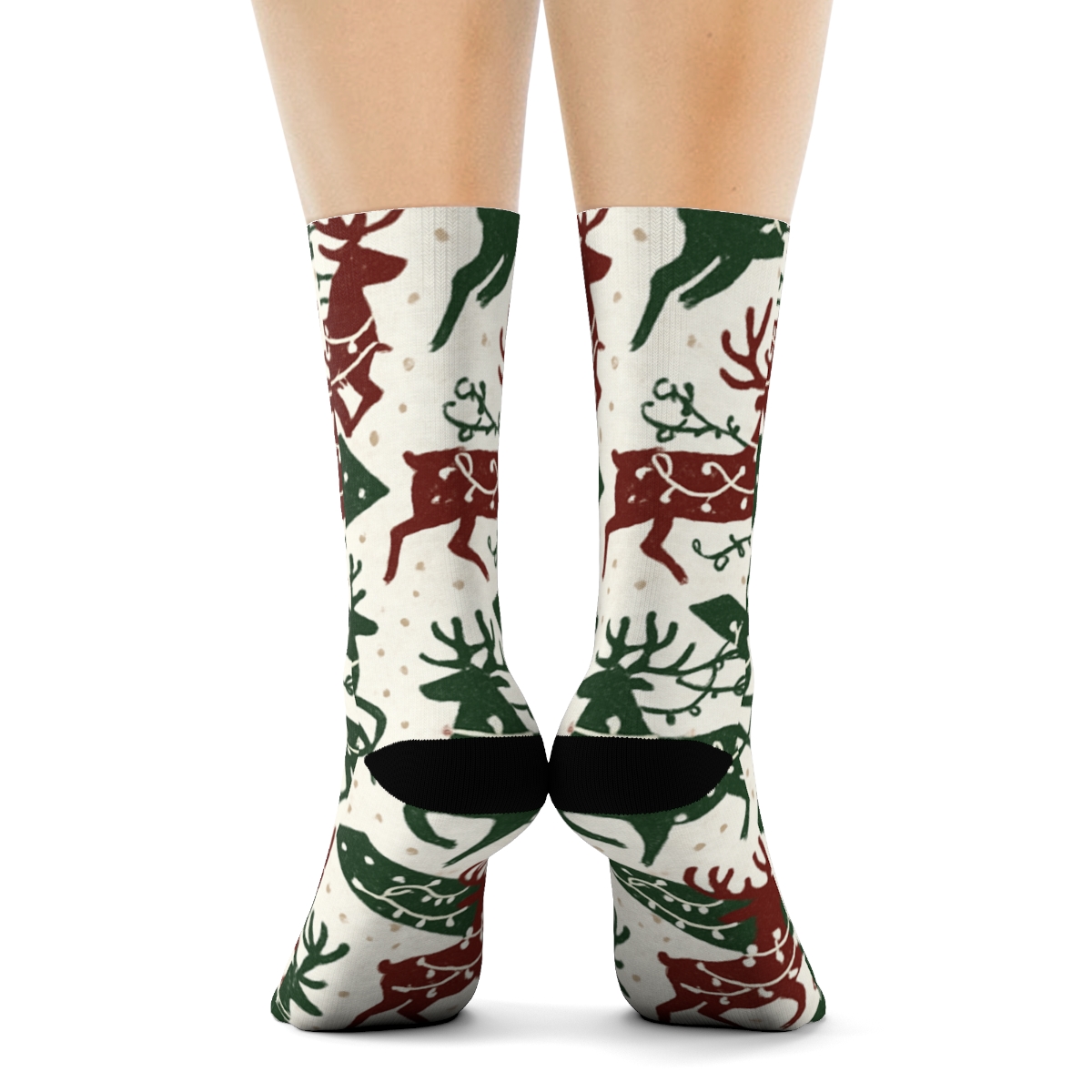 Reindeer Chevron Xmas Pattern stylish athletic crew socks