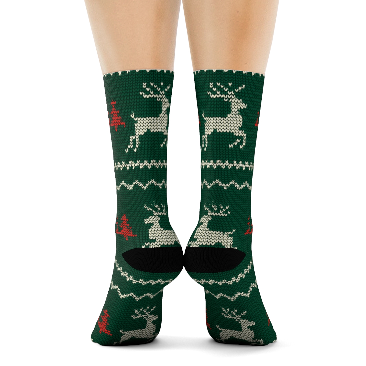Reindeer Knit Texture Holiday Edition comfortable cotton crew socks