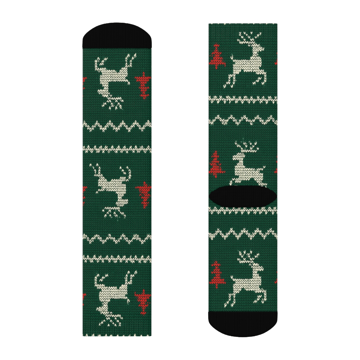 Reindeer Knit Texture Holiday Edition comfortable cotton crew socks