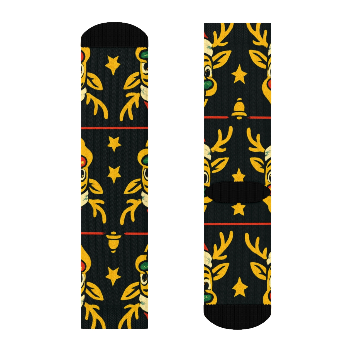 Reindeer Pop Art Ornament Stripe custom crew socks