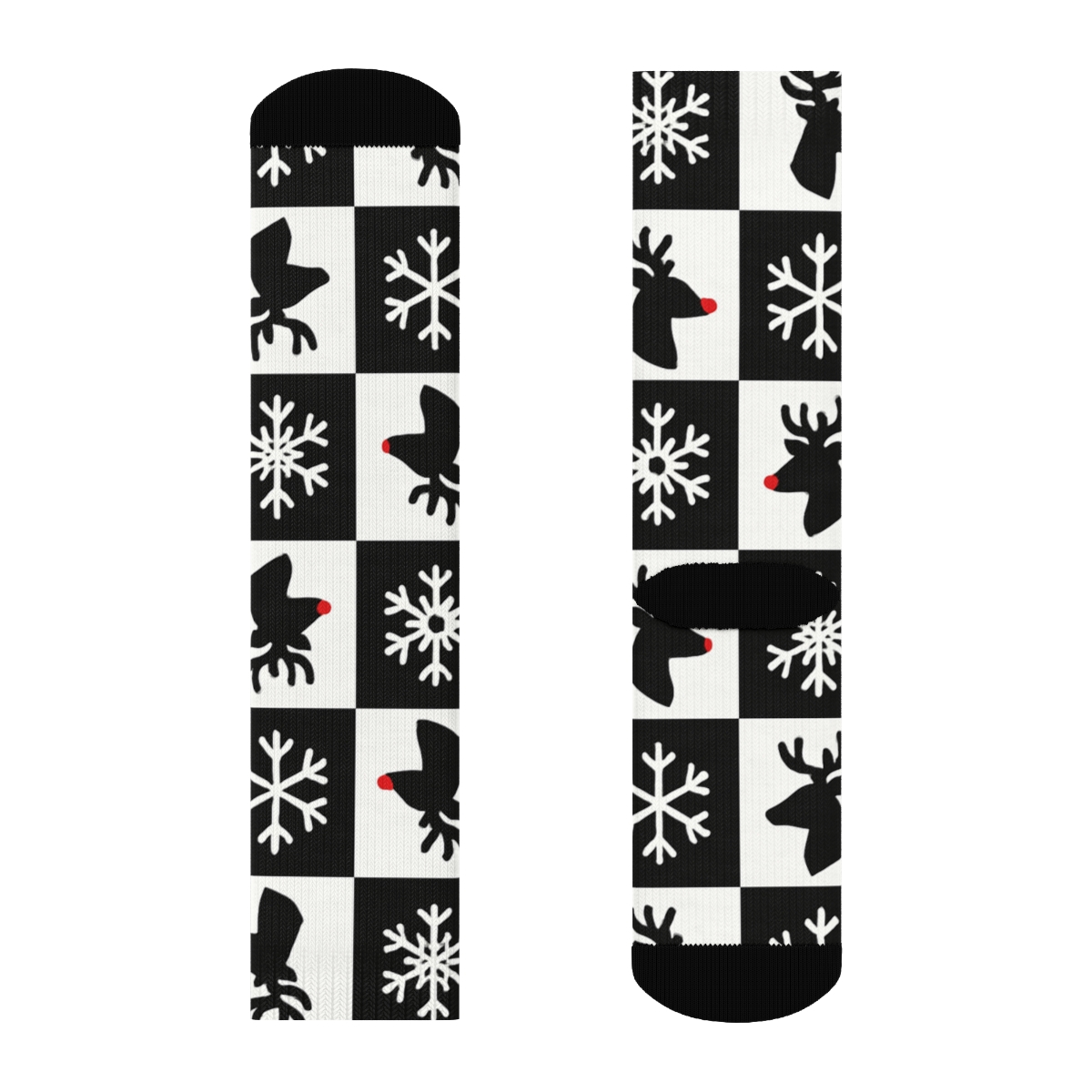 Reindeer Silhouette Checker Xmas soft everyday crew socks