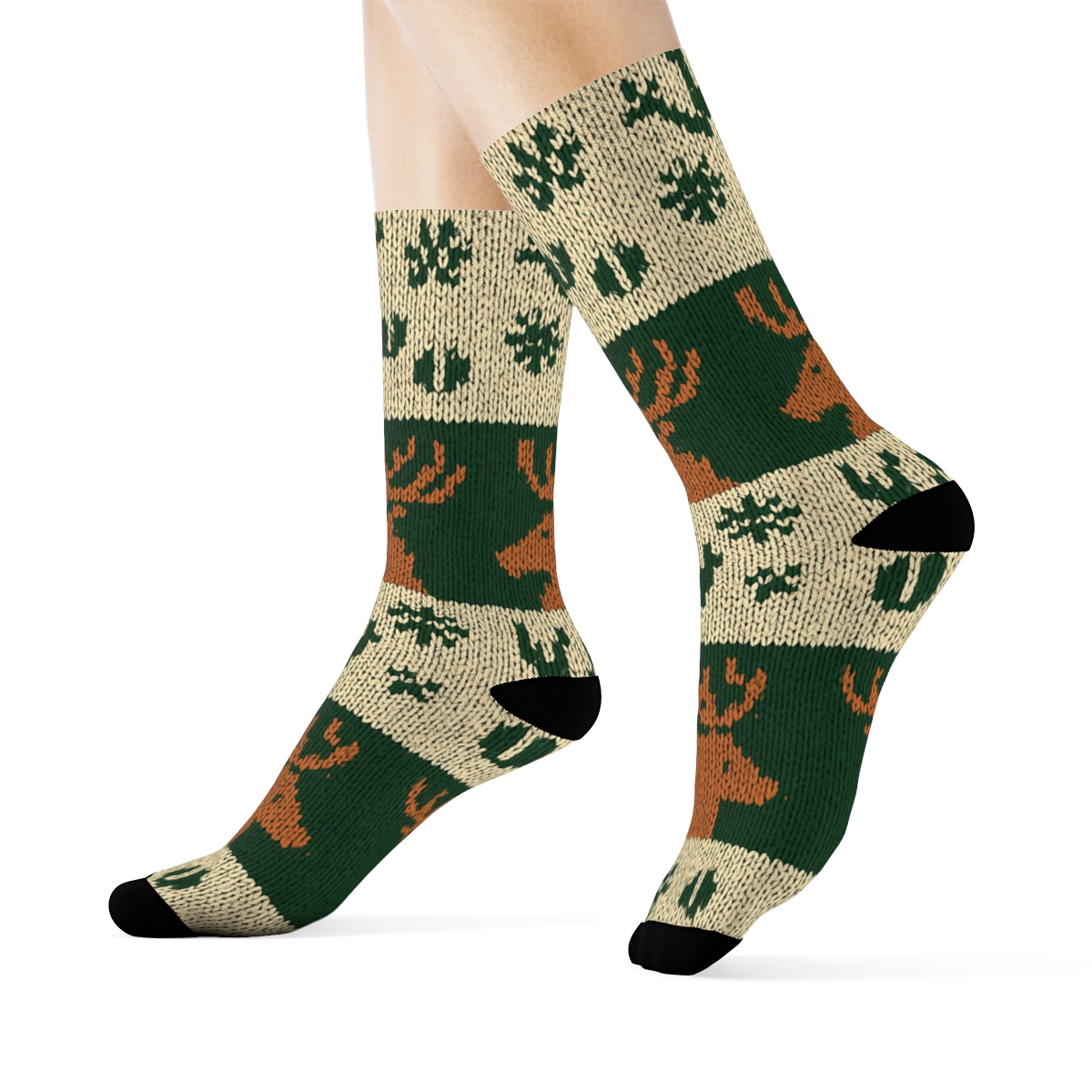 Reindeer Tundra Knit Illusion Grid soft everyday crew socks