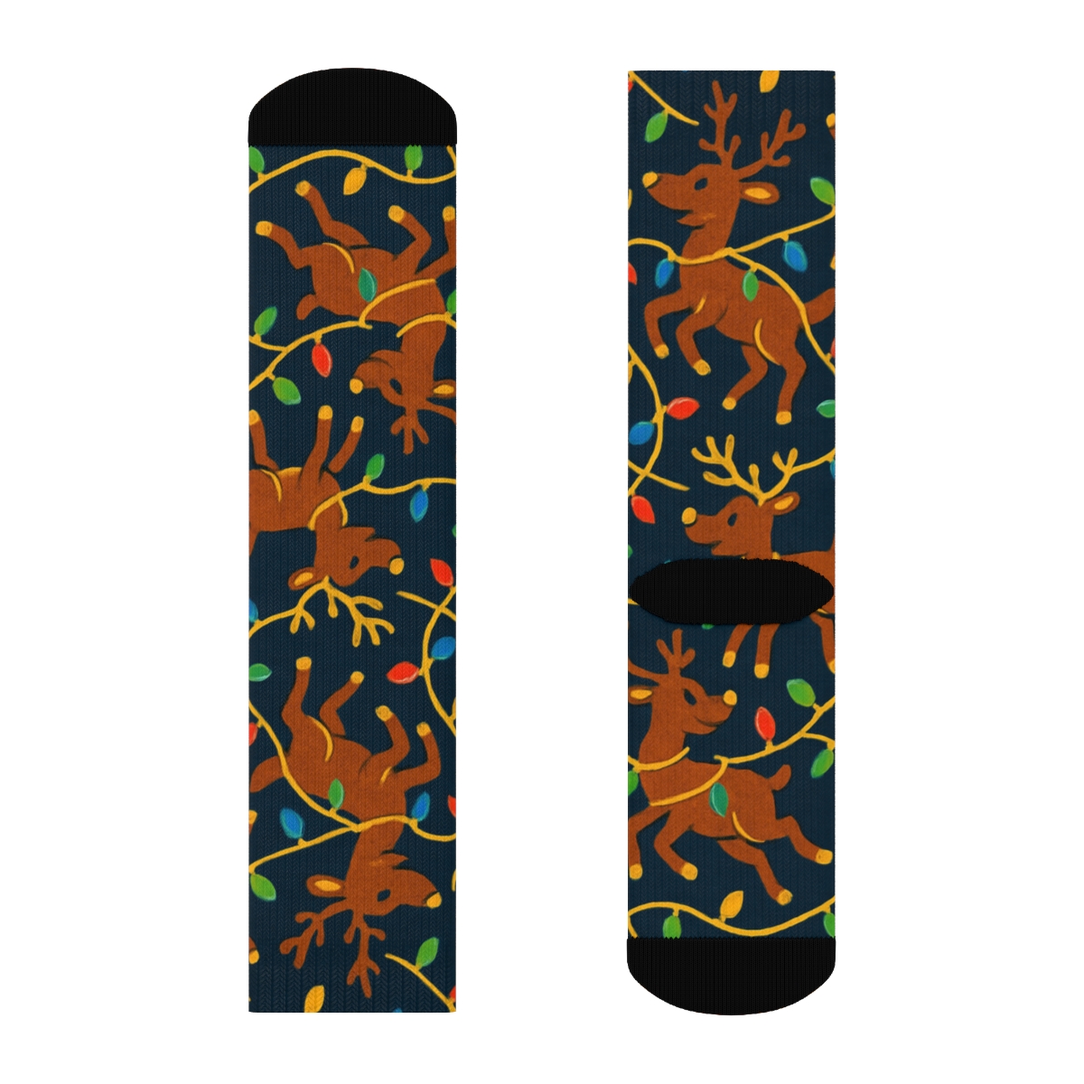 Reindeer With Lights Garland Xmas soft everyday crew socks