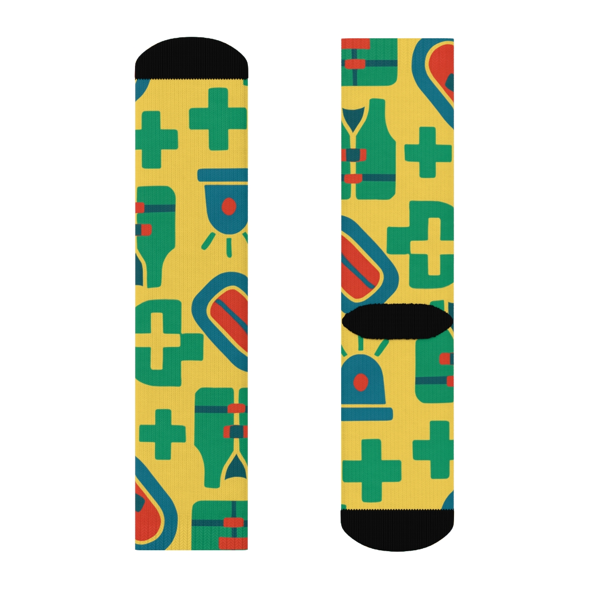 Rescue Worker Diagonal Beacon Grid On Safety Yellow soft everyday crew socks