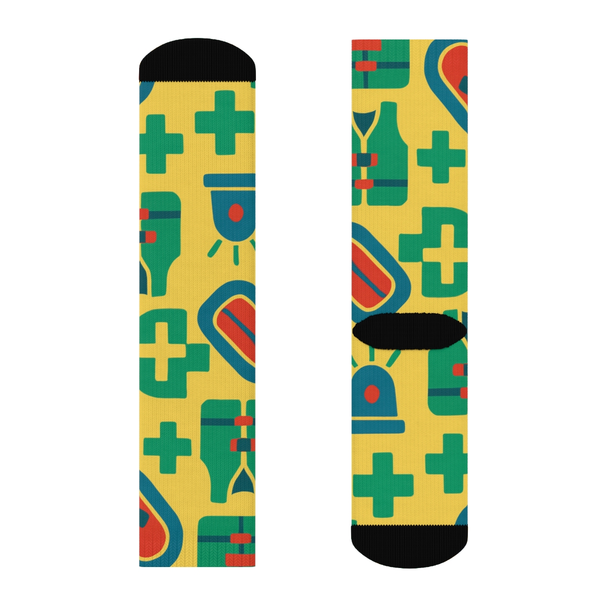Rescue Worker Diagonal Beacon Grid On Safety Yellow soft everyday crew socks