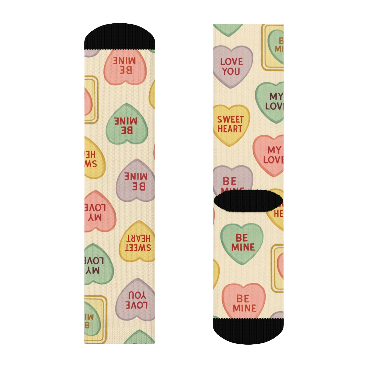 Retro Candy Wrapper Conversation Hearts With Valentine Candy Heart stylish athletic crew socks