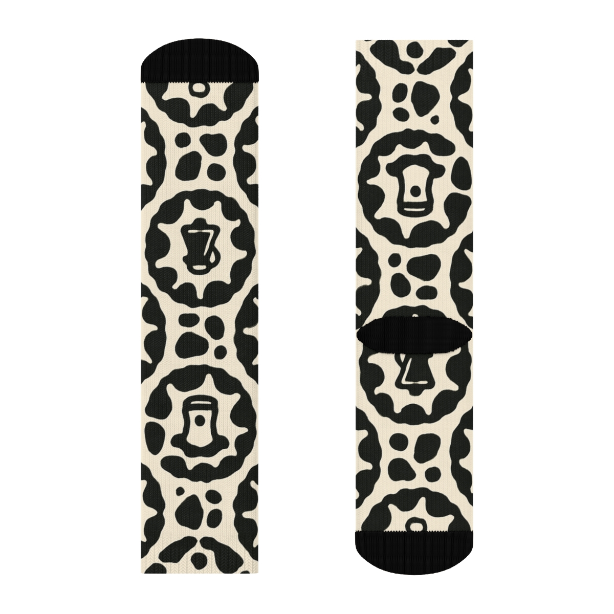 Retro Dairy Label Cow Spot Medallions stylish athletic crew socks