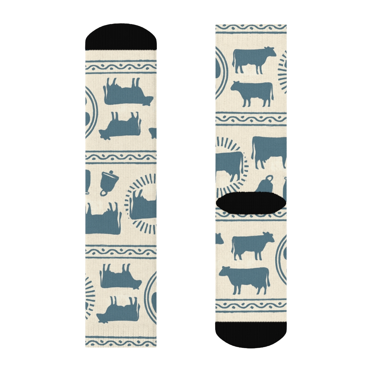 Retro Dairy Label Repeat stylish athletic crew socks